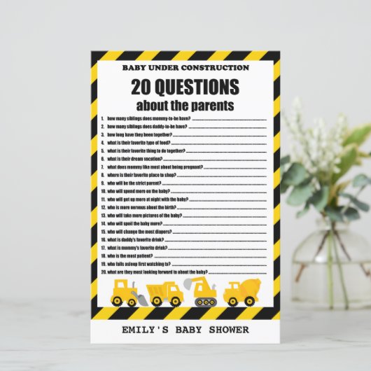 Baby onder Baby shower voor de bouw (Staand voorkant)