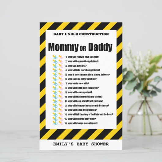 Baby onder Baby shower voor de bouw (Staand voorkant)