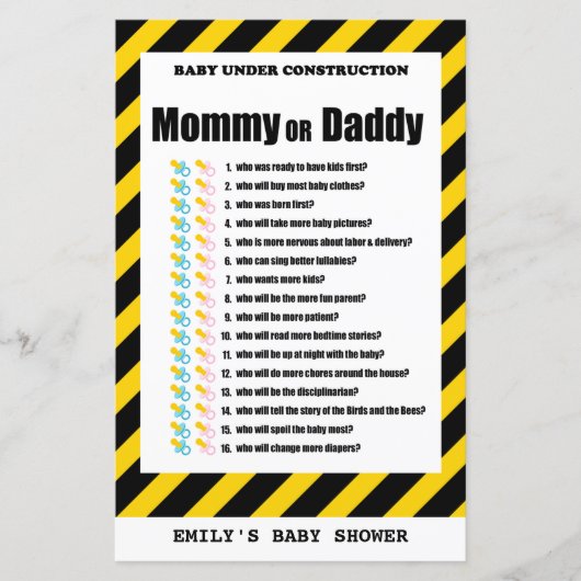 Baby onder Baby shower voor de bouw (Voorkant)