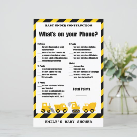 Baby onder Baby shower voor de bouw (Staand voorkant)