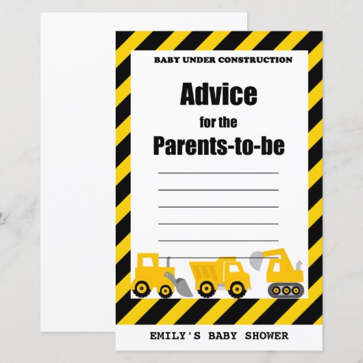 Baby onder Baby shower voor de bouw (Voorkant / Achterkant)