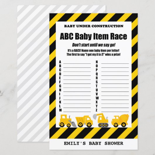 Baby onder Baby shower voor de bouw (Voorkant / Achterkant)