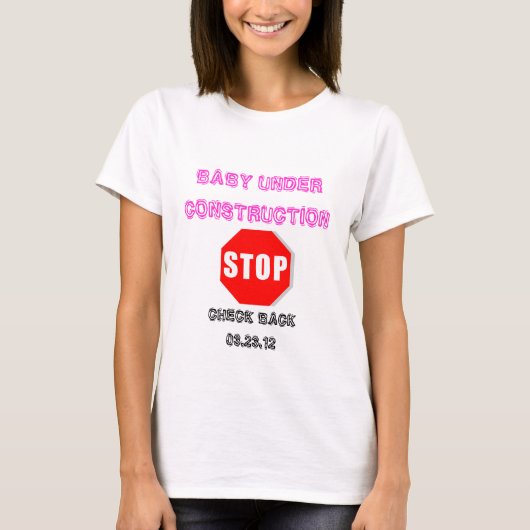 Baby Onder Bouwnijverheid Zwangere T-shirt (Voorkant)