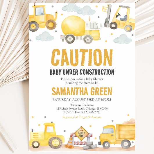 Baby Onder Constructie Baby Shower Kaart