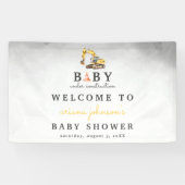 Baby onder constructie Baby shower welkomsttuin Spandoek (Horizontaal)