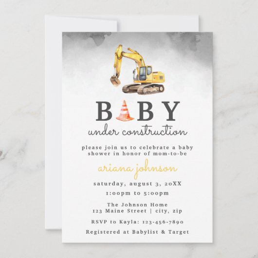 Baby Onder constructie Boy Baby shower Kaart (Voorkant)