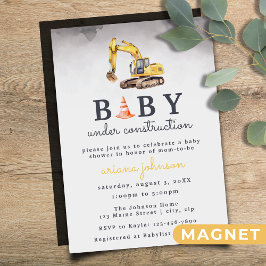 Baby Onder constructie Boy Baby shower Magnetische Uitnodiging