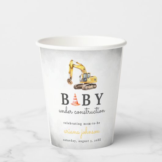 Baby Onder constructie Boy Baby shower Papieren Bekers (Achterkant)