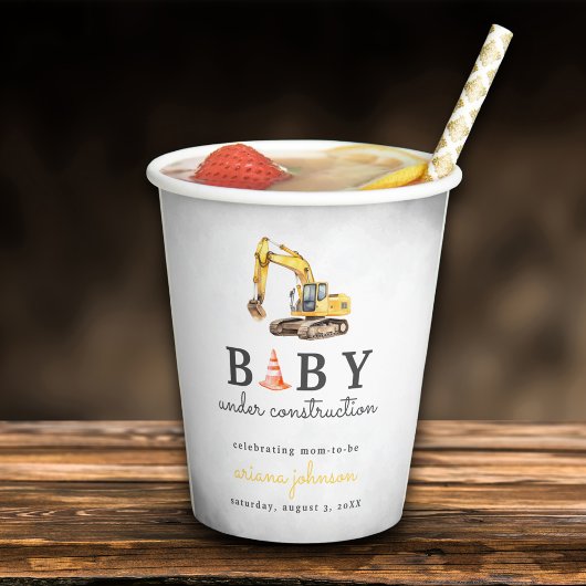 Baby Onder constructie Boy Baby shower Papieren Bekers