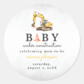 Baby Onder constructie Boy Baby shower Ronde Sticker (Voorkant)