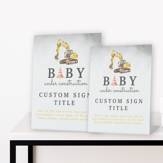 Baby Onder constructie Boy Baby shower Tafelteken Reclamebord Met Voetstuk