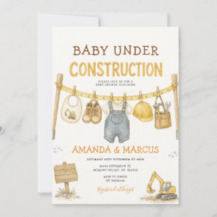 Baby Onder Constructie Jongens Baby Shower Uitnodi Kaart