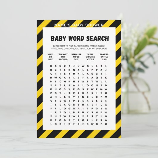 Baby onder constructie spel - Bewerkbare naam, 5x7 Kaart (Staand voorkant)