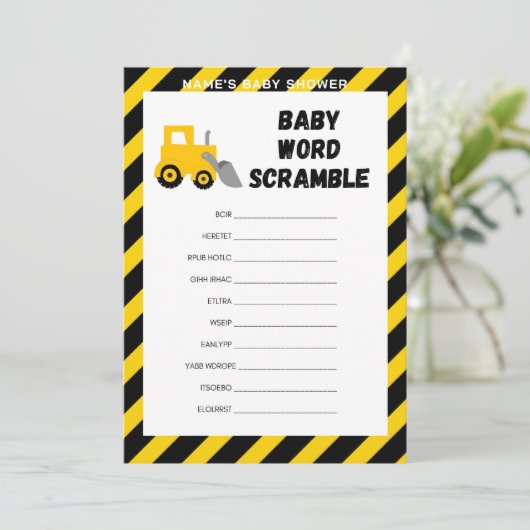 Baby onder constructie spel - Bewerkbare naam, 5x7 Kaart (Staand voorkant)