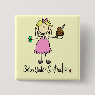 Baby Onder Constructie T-shirts en Cadeaus Vierkante Button 5,1 Cm