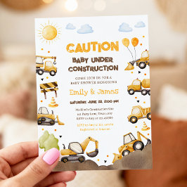 Baby Onder Constructie Trucks Baby Koppel Bruiloft Kaart