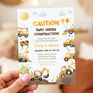 Baby Onder Constructie Trucks Baby Koppel Bruiloft Kaart