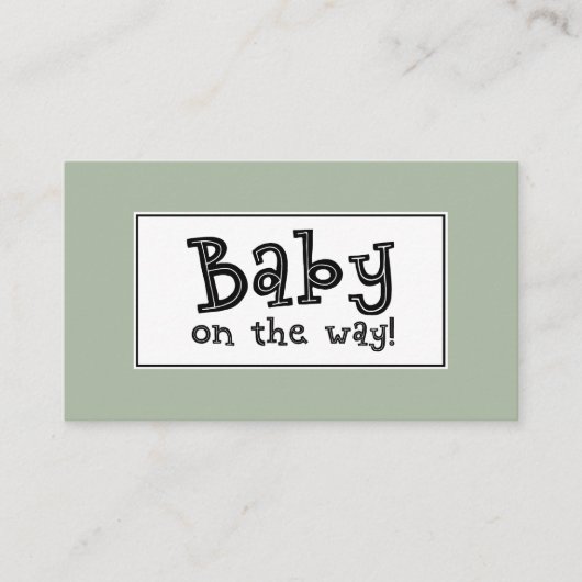 Baby onderweg! Bewerkbare Sage Gift Registry Kaart (Voorkant)