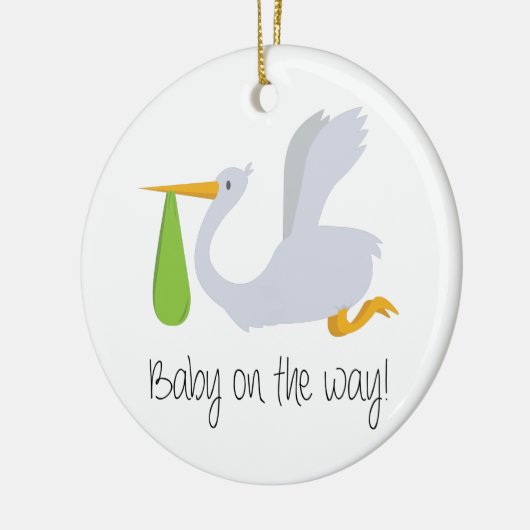 Baby onderweg keramisch ornament (Links)