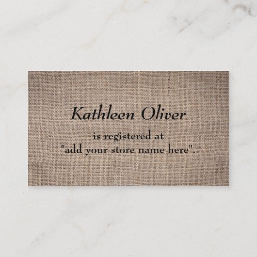 Baby onderweg! Rustieke Burlap Gift Registry Kaart (Achterkant)