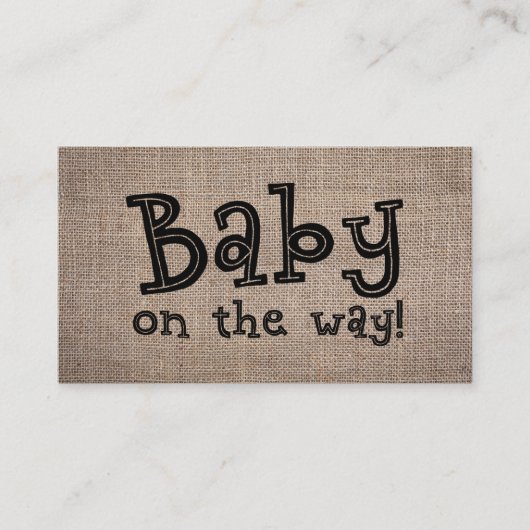 Baby onderweg! Rustieke Burlap Gift Registry Kaart (Voorkant)