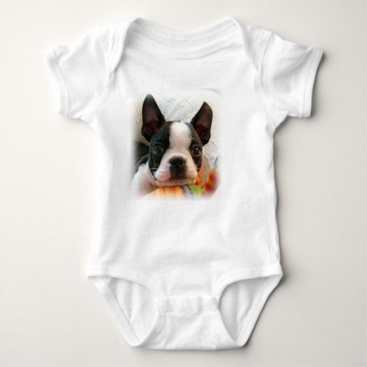 Baby One Piece Creeper met Boston Terrier Puppy Romper (Voorkant)