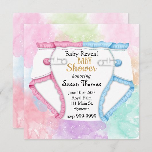 Baby onthaal Baby shower Uitnodiging met Luister (Voorkant / Achterkant)