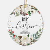 Baby onthullen Zwangere winterkerstavond Floral Keramisch Ornament (Links)
