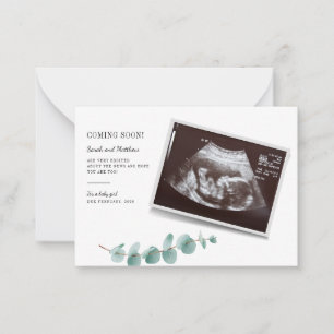 Baby Onthulling Eucalyptus Zwangerschapsaankondigi Notitiekaartje