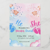 Baby Onthulling Feest Folie Uitnodiging (Voorkant)