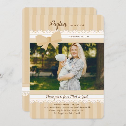 Baby ontmoeten en Greet Foto Uitnodiging (Voorkant / Achterkant)