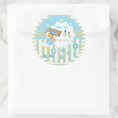 Baby ooievaar baby jongen douche ronde sticker (Tas)