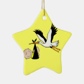 Baby & Ooievaar - Bundel van Vreugde Keramisch Ornament (Rechts)