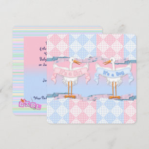 Baby Ooievaars voor Baby Gender Reveal Kaart