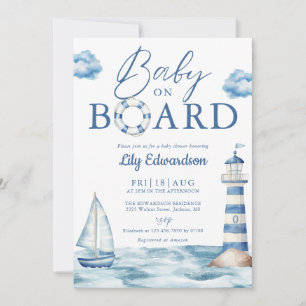 Baby Op Boord Blauwe Zeevaart Baby Shower Kaart