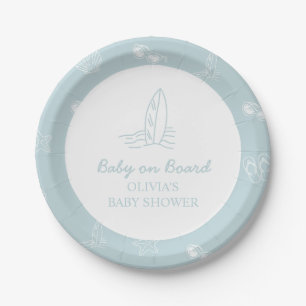 Baby op Boord krabbel Surfplank Strand Baby Shower Papieren Bordje