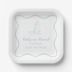 Baby op Boord krabbel Surfplank Strand Baby Shower Papieren Bordje