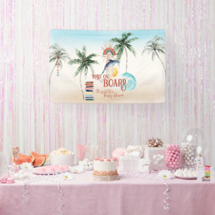 Baby op Boord Retro Zomer Surfen Spandoek
