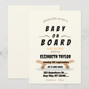 Baby op Boord Skateboard Baby Shower feest uitnodi Kaart