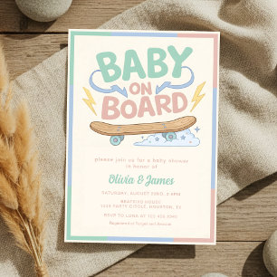 Baby op Boord Skateboard Baby Shower feestje Kaart