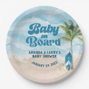 Baby op Boord Strand Jongen Baby Shower Papieren Bordje