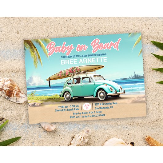 Baby op Boord Strand Uitnodiging