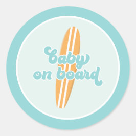 Baby op Boord Surf Strand Baby Shower Ronde Sticker