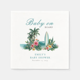 Baby Op Boord Surf Strand Baby Shower Servet