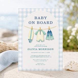 Baby op Boord Surf Zomer Waslijn Baby Shower Kaart