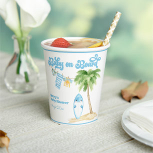 Baby op Boord Surfende Jongen Baby Shower Papieren Bekers