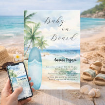 Baby op Boord surfplank blauwe jongen strand Baby 
