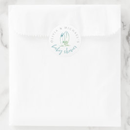 Baby op bord Watercolor Surfplank Ronde Sticker