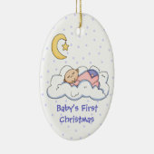 Baby op Cloud First Kerstversiering Keramisch Ornament (Rechts)