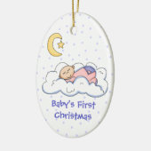 Baby op Cloud First Kerstversiering Keramisch Ornament (Links)